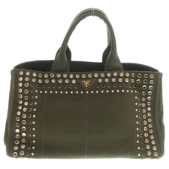 Prada CANAPA GM Tote Bag Khaki Green - Picture 1 of 5
